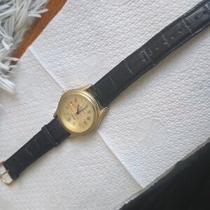 Stauer Gold and Black Men's Watch With Leather Band